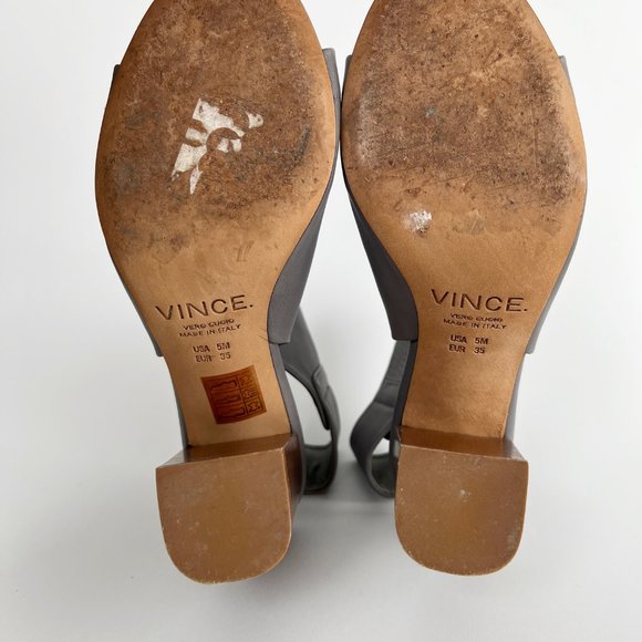 VINCE Faye Open Peep Toe Leather Bootie High Chunky Block Heel Sandal Wrap Boots - Picture 10 of 13